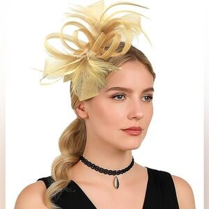Kentucky Derby Gold Fascinator Headpiece Hat